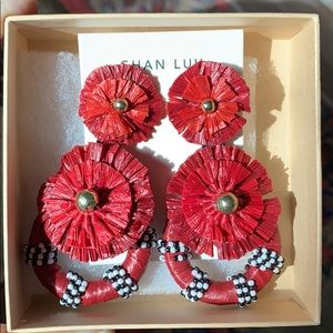 Chan Luu raffia drop red earrings